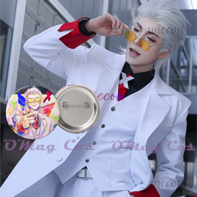 Anime Cosplay Glasses - TO BE HERO X コスプレ白制服メガネウィッグ付き男性ロールプレイハロウィンパーティーコスチューム
