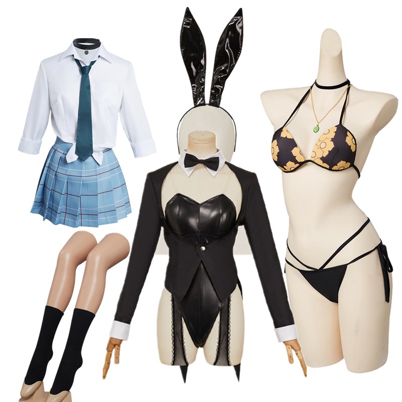 Kitagawa Anime Cosplay - 北川マリンコスプレビキニ水着 JK 制服コスチュームドレスアップバニーガールジャンプスーツテールヘッドバンドハロウィンカーニバルスーツ