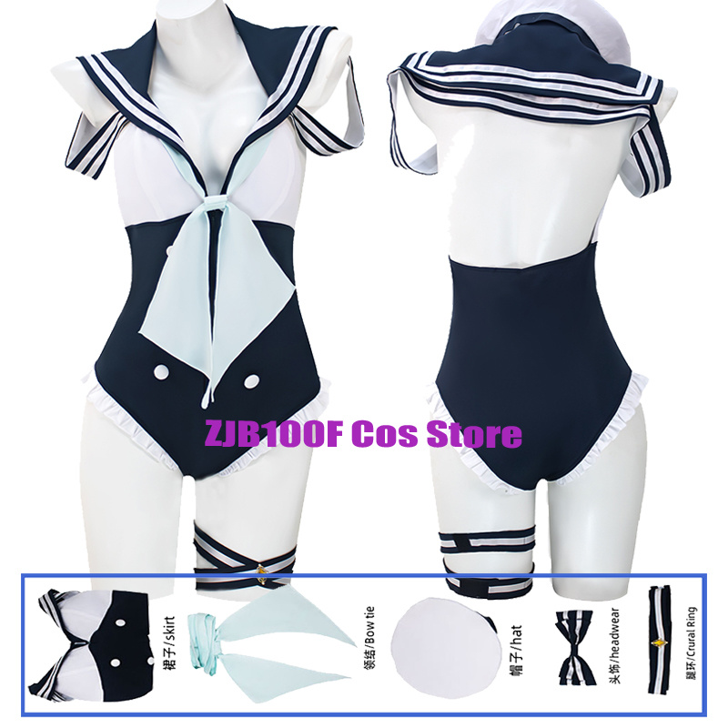 Kitagawa Anime Cosplay - マリンコスプレアニメ私のドレスアップダーリンマリン北川衣装女性セクシーなネイビースタイル水着帽子セットパーティープレイ衣装