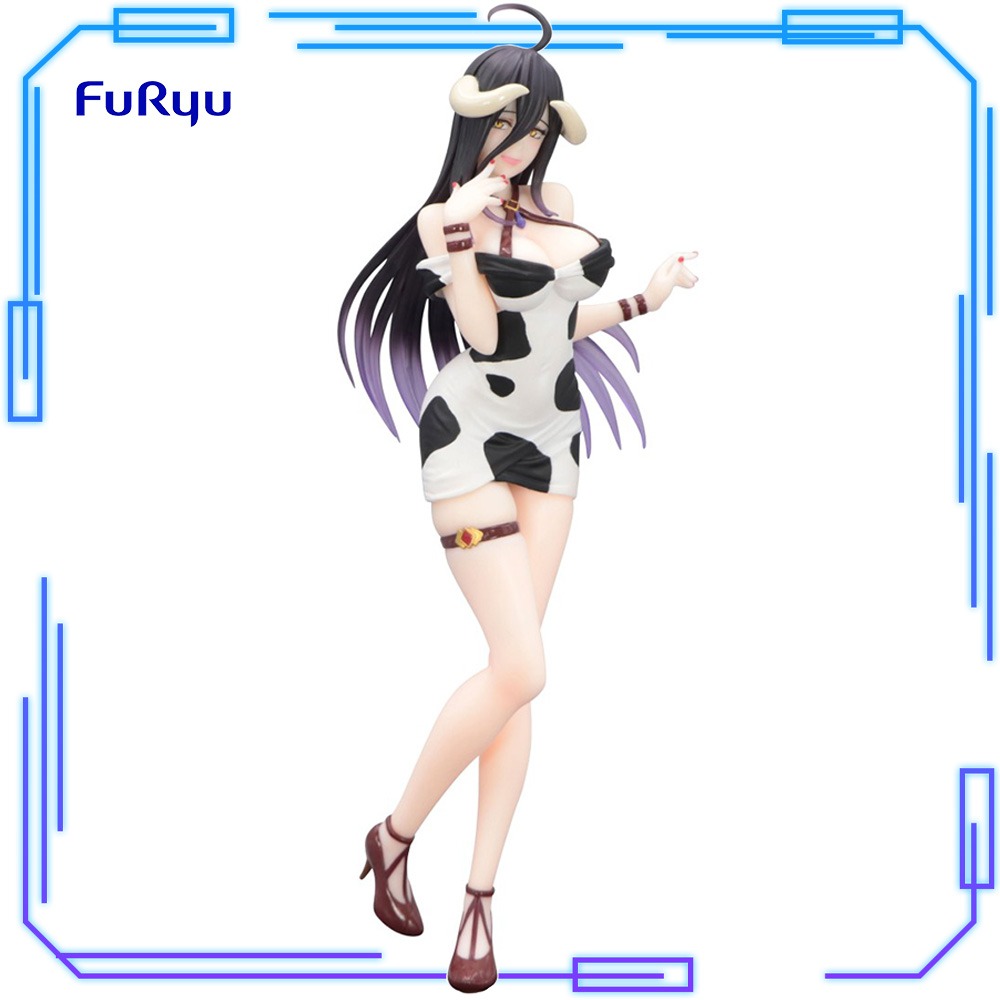 Anime Cosplay Albedo - 在庫あり フリュー純正アニメ「オーバーロード」トリオ・トライ・イット フィギュア アルベド ミニドレス 牛柄Ver.