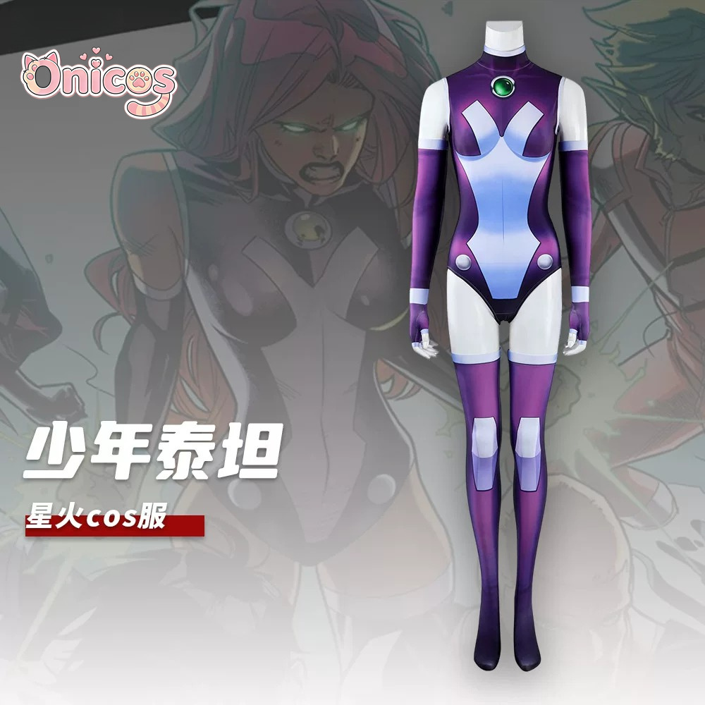 Anime Cosplay Bodysuit - ティーン・タイタンズ スターファイア コリアンダー ‌ コスプレフルセットボディスーツコリアンドゥルアニメ女性コスチュームコミックコンハロウィンオニコス用