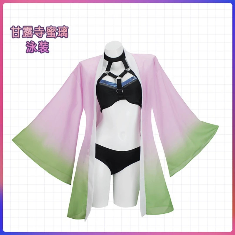 Anime Cosplay Nezuko - アニメ我妻善逸コスプレ衣装水着女性竈門禰豆子甘露寺蜜璃忍者水着女性女の子x,3;b'2.