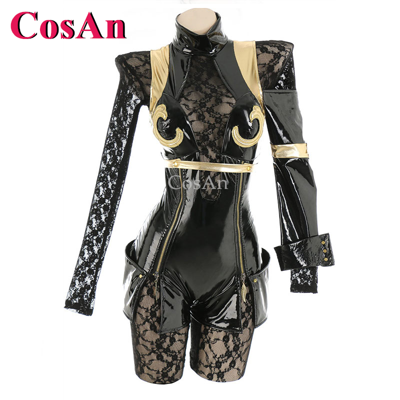 Anime Cosplay Bodysuit - CosAn ホットアニメゲームオペレーター 6O コスプレ衣装黒パテントレザーボディスーツ制服パーティーロールプレイ服新しい