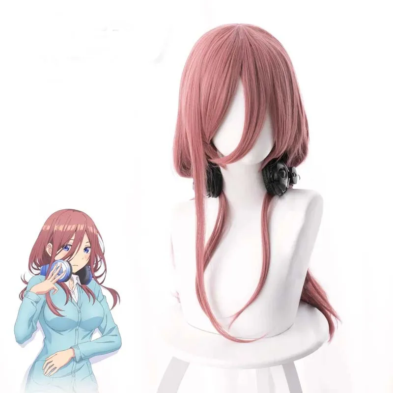 Quintuplets Anime Cosplay - 高品質な五等分の花嫁 ナカノミク コスプレウィッグ 50cm ダークピンク 耐熱性