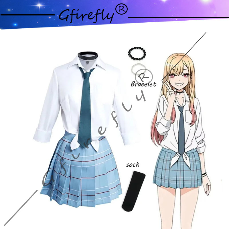 Kitagawa Anime Cosplay - マイドレスアップダーリンマリンキタガワアニメコスプレ衣装、制服、スカート衣装、ウィッグとブレスレット、ハロウィンカーニバルスーツ、小道具