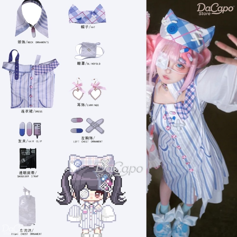 Anime Cosplay Ideas For Women - ゲームインフィニティニッキコスプレ衣装ウィッグ風変わりなアイデア甘いロリータドレスカーニバル衣装眼帯ジライケイハロウィン女性女の子