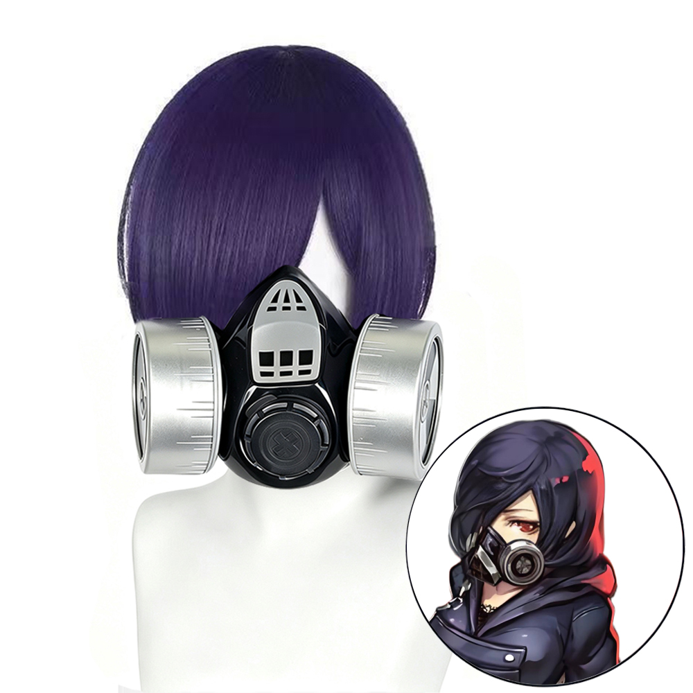 Tokyo Ghoul Mask - アニメ東京グールコスプレ霧島トウカウィッグマスク女性ショートパープル人工毛ハロウィンパーティーコスプレマスク