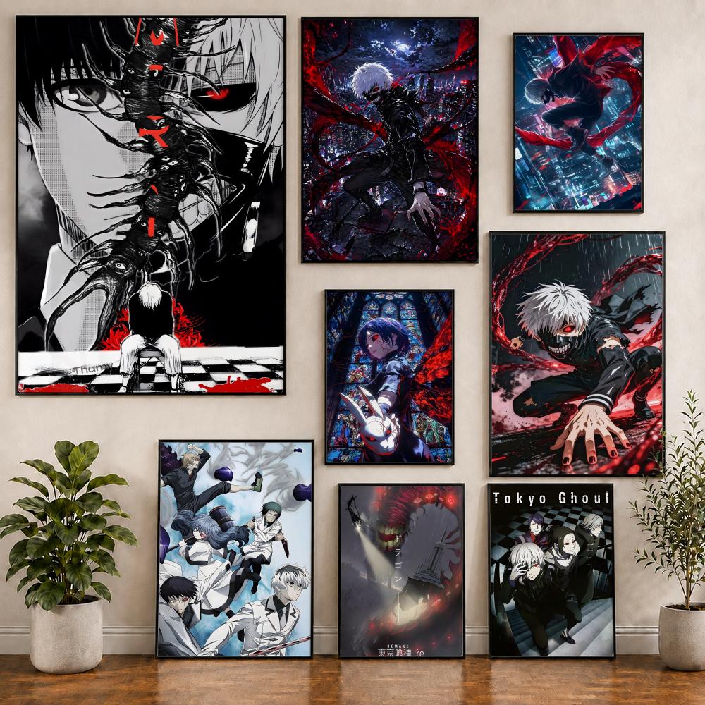 Tokyo Ghoul Mask - アニメ『東京喰種トーキングリーダー』ケン・カネキポスター PVC HD 簡単貼り付け モダンポスター ホームオフィス