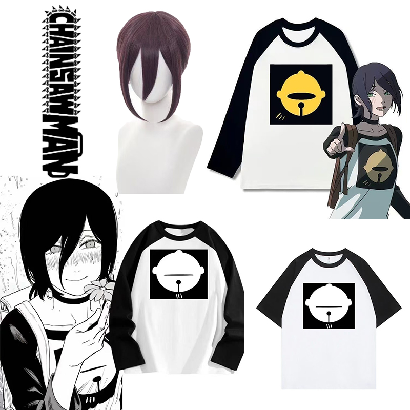 Anime Cosplay Chainsaw Man - アニメチェーンソーマンレゼコスプレ長袖 Tシャツコスプレ特大ヴィンテージ女性日本のマンガ Tシャツ服原宿トップ