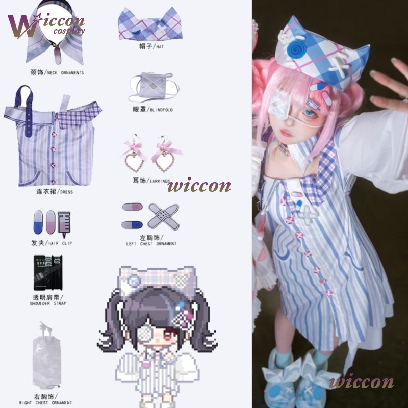 Anime Cosplay Ideas For Women - WuHu Infinity Nikki コスプレ衣装ウィッグ風変わりなアイデア甘いスーツドレスカーニバル眼帯 Jirai Kei
