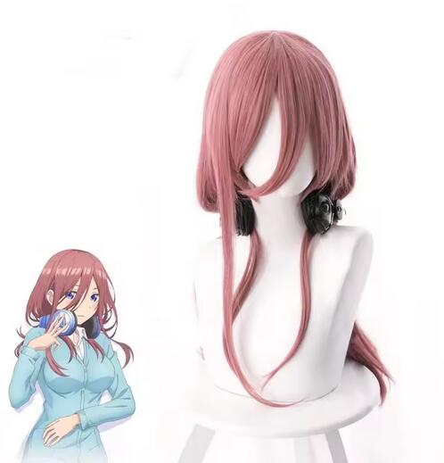 Quintuplets Anime Cosplay - 高品質 Gotoubun 五等分の花嫁中野ミクコスプレウィッグ 50 センチメートルダークピンク耐熱コスプレアニメウィッグ