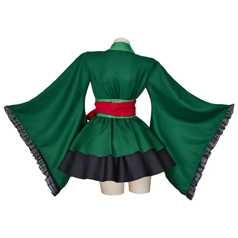 Anime Zoro Cosplay Female - ロロノア・ゾロ女性コスプレ衣装ロリータグリーン着物ドレス女性のためのハロウィンカーニバルパーティースーツ goi/6
