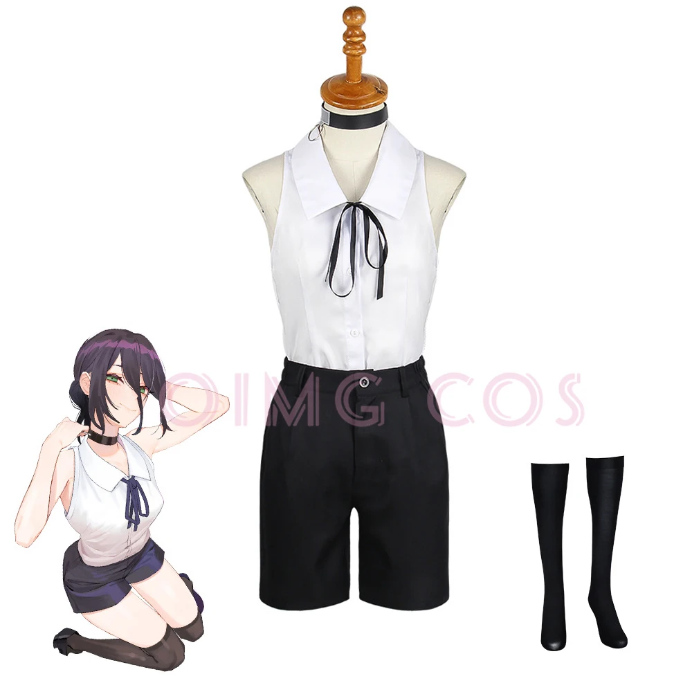 Anime Cosplay Chainsaw Man - Reze コスプレ衣装チェーンソーマン衣装ブルースーツシャツアニメネクタイショートネックリング女性ハロウィン制服
