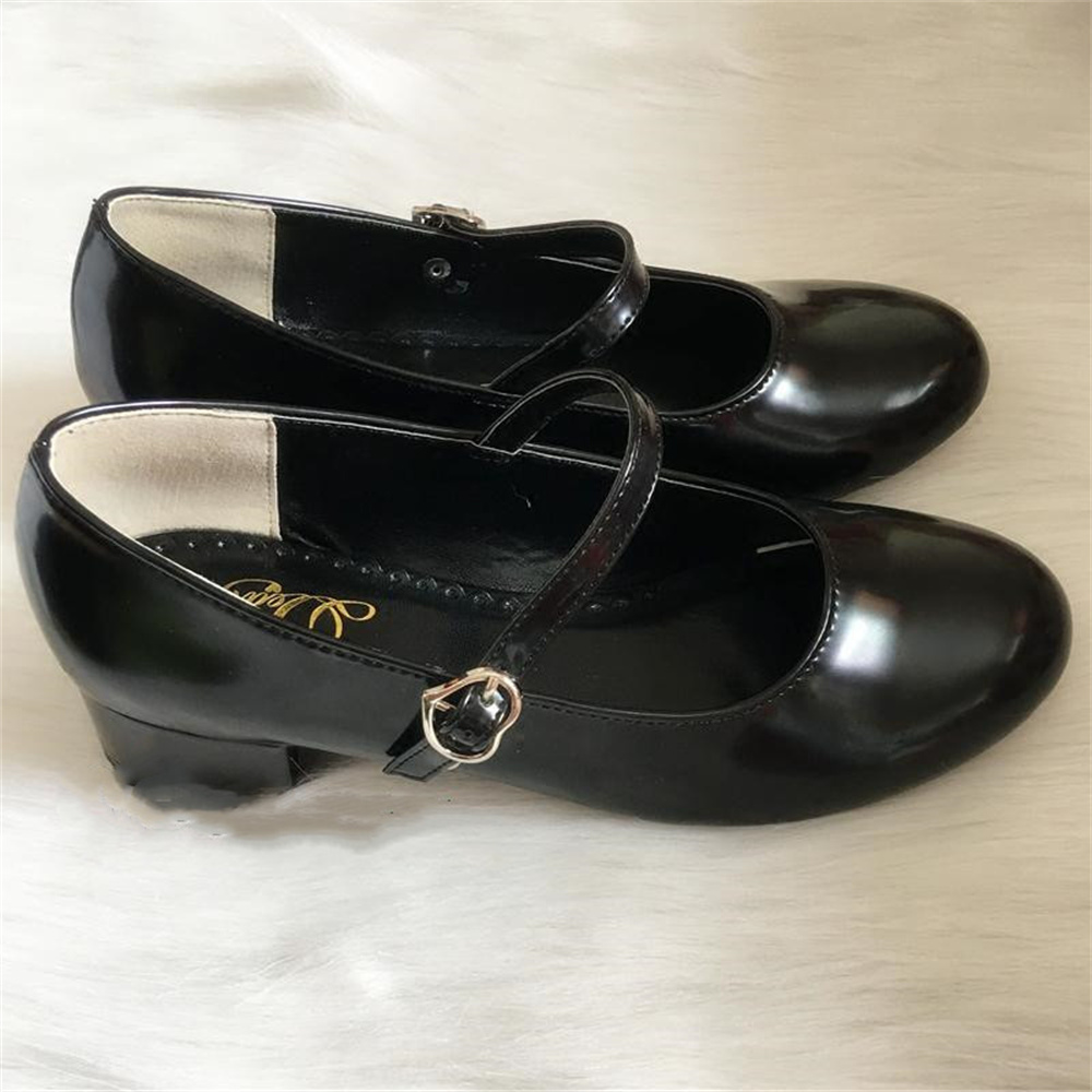 Anime Cosplay Korean Girl - 低ヒール丸頭pu靴女の子フラット学生韓国原宿スタイルコスプレjk制服ロリータ靴