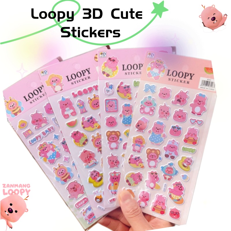 Anime Cosplay Roleplay - 新しいポロロアニメのかわいいループ状3Dフォームステッカー、素敵な漫画風ステッカー、DIYスマホケース、机や日記帳のデコレーションに