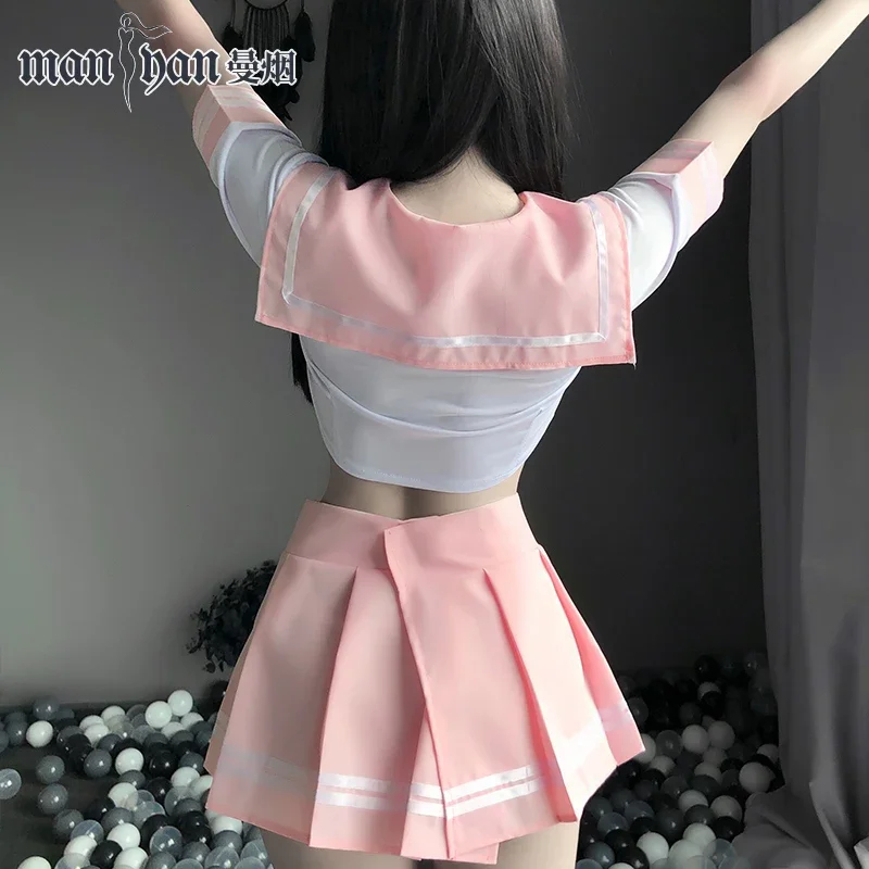 Anime Cosplay Korean Girl - 2026 韓国ショートシャツプリーツスカートエキゾチックセーラーガールピンクかわいい原宿制服日本の学校コスプレ IR4PC