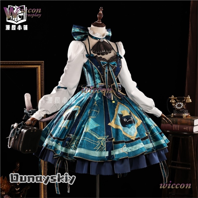 Anime Cosplay Korean Girl - 原神インパクト 韓国コーヒーコラボ リネット コスプレ衣装{ヘメラ}ウィッグ ドレス 帽子