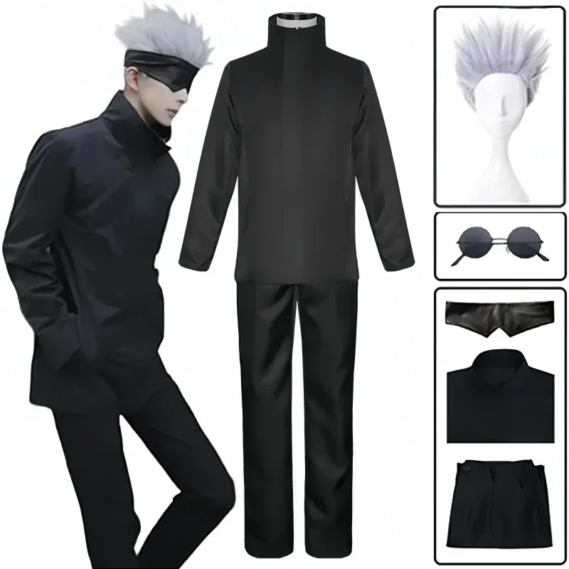 Anime Cosplay Glasses - アニメ呪術廻戦五条悟コスプレ衣装アイパッチウィッグ無料メガネハロウィンパーティー男性女性