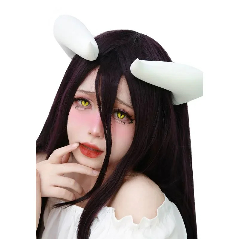 Anime Cosplay Albedo - 2026 ホワイトホーンズ クリップ付き ボウセットコスチューム オーバーロード アルベド