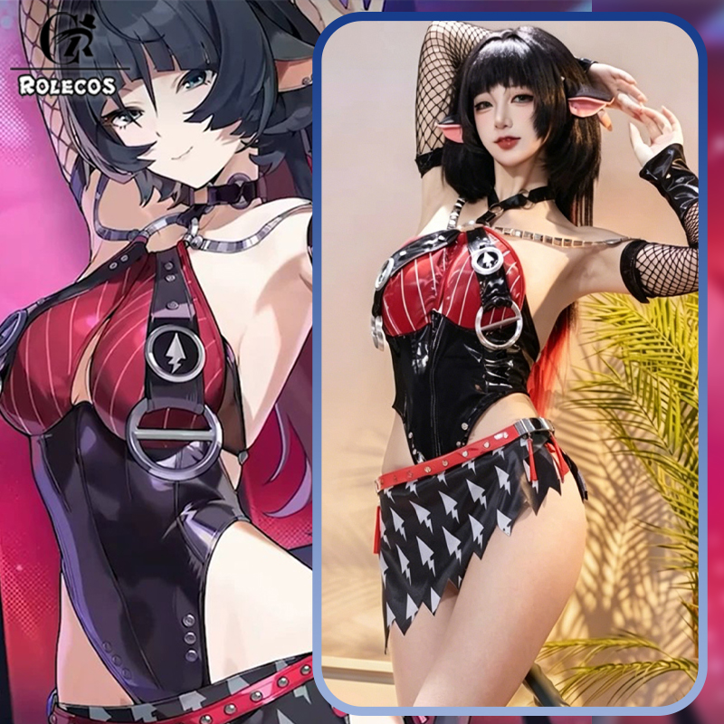 Anime Zero Cosplay - ROLECOS ゲーム Zenless Zone Zero ジェーン・ドーコスプレ衣装ジェーン・ドー光の夜想曲コスプレ女性ハロウィンパーティー制服フルセット