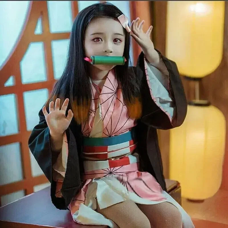 アニメ竈門禰豆子コスプレ衣装着物コスプレウィッグ毛髪ハロウィ - Anime Cosplay Nezuko のレビューと価格