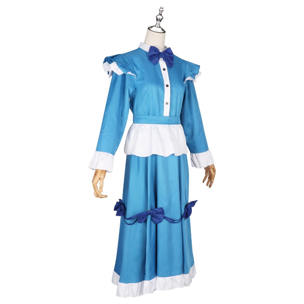 ポピーレッドヘアコスプレ衣装フルセットかわいいブルードレス大 - Anime Cosplay Blue Hair のレビューと価格