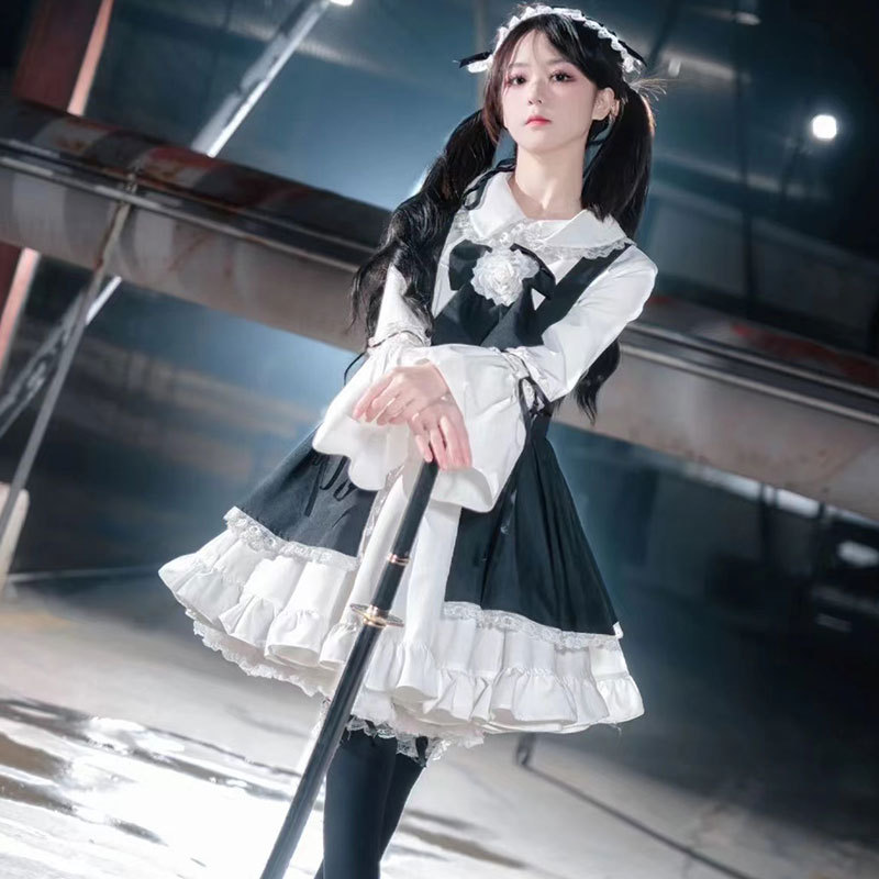 2025年新作 日韓レトロ風スイートロリータドレスセット レ - Anime Cosplay Korean Girl のレビューと価格