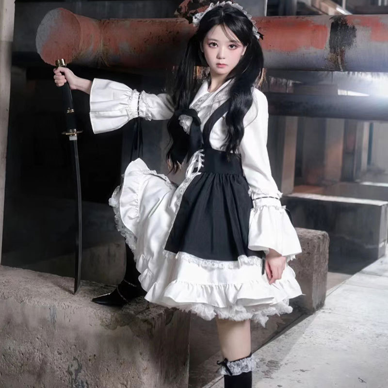 2025年新作 日韓レトロ風スイートロリータドレスセット レ - Anime Cosplay Korean Girl のレビューと価格
