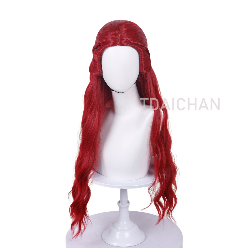 カーリーコスプレウィッグレッドプリンセスハートヘアスタイルク - Anime Cosplay Blue Hair のレビューと価格