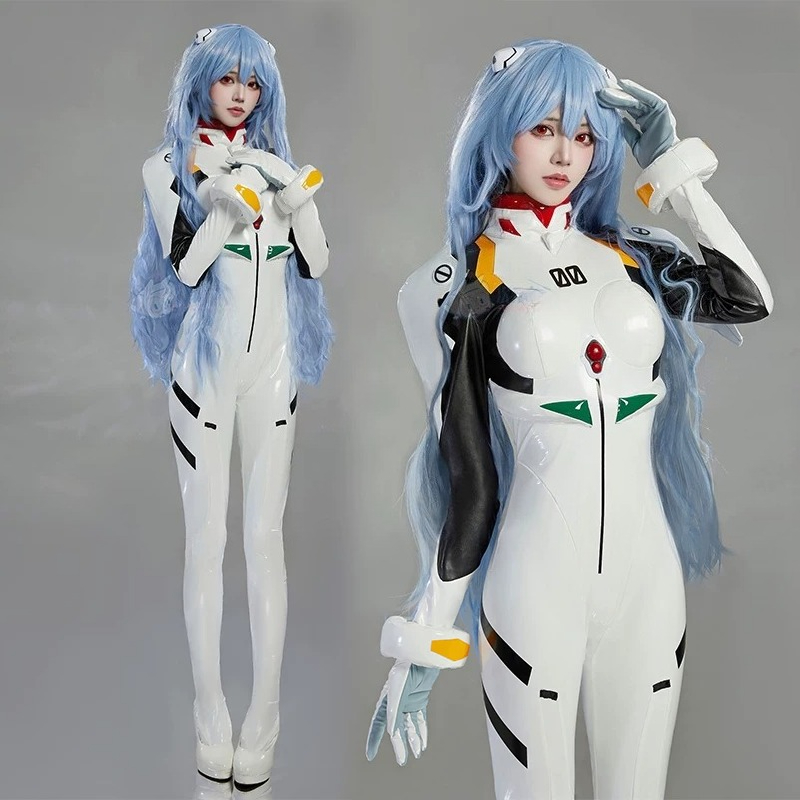 綾波レイ プラグスーツ コスプレ衣装 ホワイト PU レザー - Anime Cosplay Bodysuit のレビューと価格