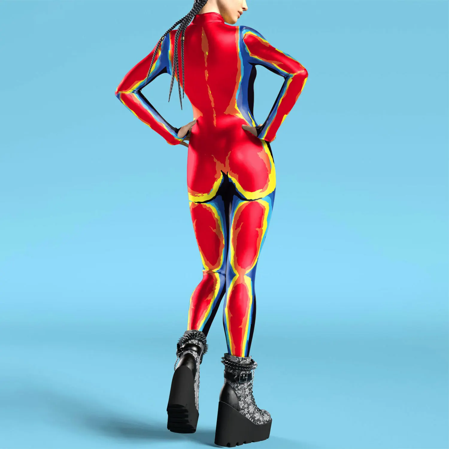 女性 3D プリント全身タイツボディスーツカラフルな熱画像コ - Anime Cosplay Images のレビューと価格