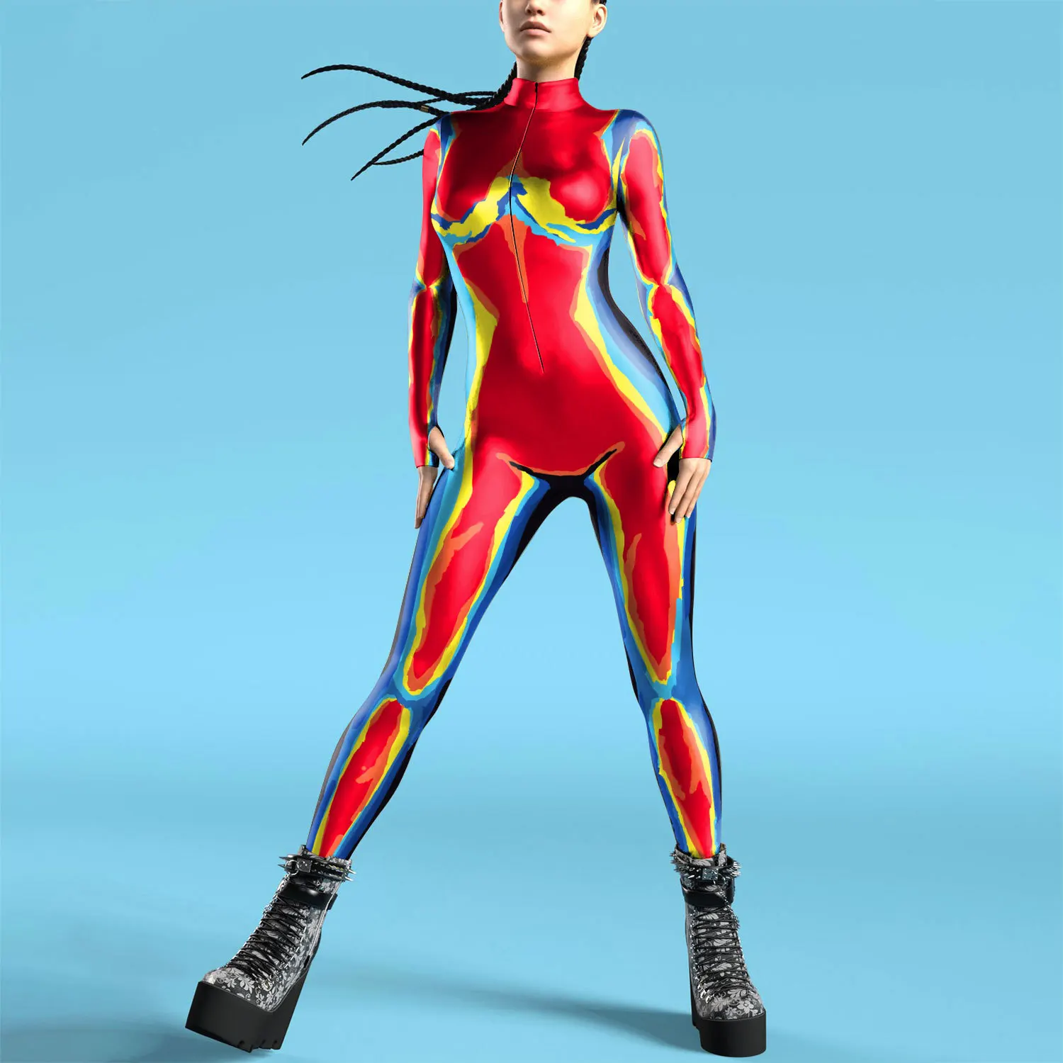 女性 3D プリント全身タイツボディスーツカラフルな熱画像コ - Anime Cosplay Images のレビューと価格