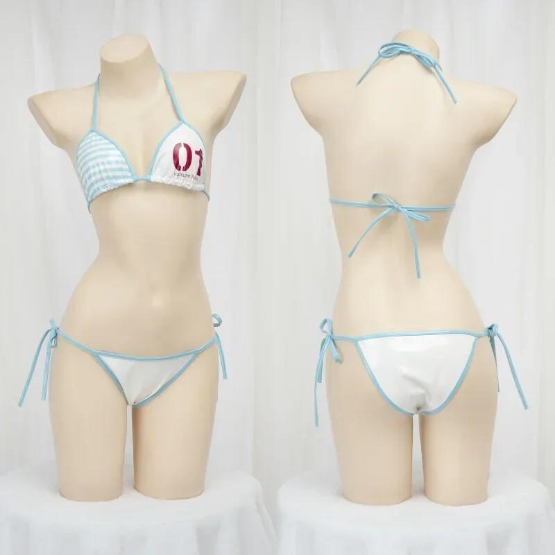 日本の可愛い女の子アニメコスプレ衣装レザービキニ背中開き包帯 - Anime Cosplay Bikini のレビューと価格