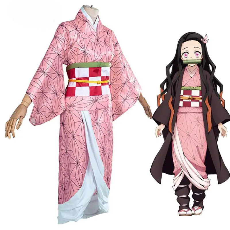 新しいハロウィンコスプレアニメ鬼滅の刃カマドネズココスプレ衣 - Anime Cosplay Nezuko のレビューと価格