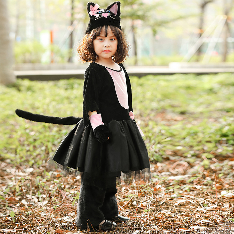 新しいハロウィン黒猫コスプレ衣装ペルシャ猫動物ロールプレイ芸 - Anime Cosplay Girl Photo のレビューと価格