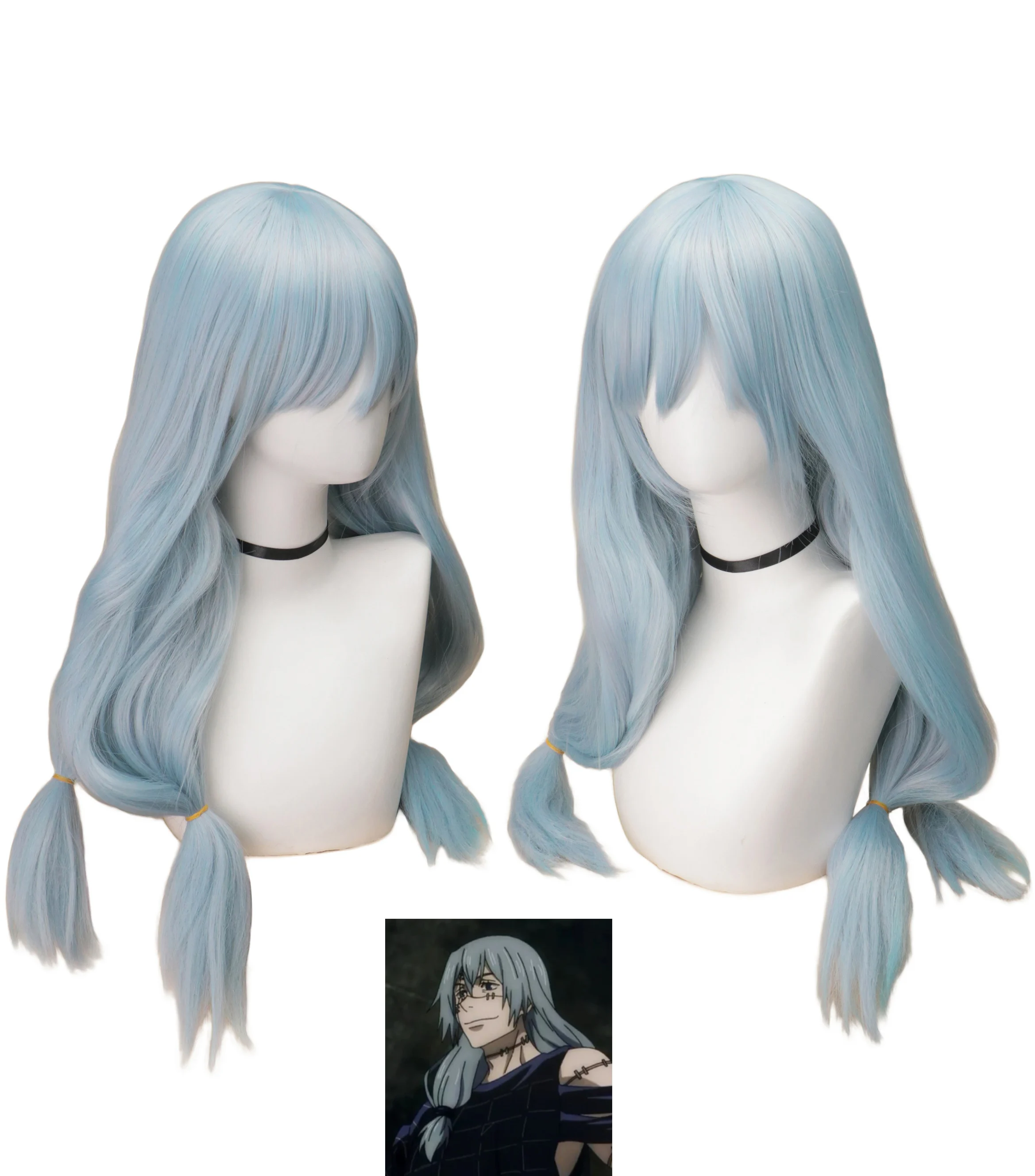 アニメマヒトコスプレ呪術廻戦マヒト衣装ウィッグ青髪 3 ロン - Anime Cosplay Blue Hair のレビューと価格