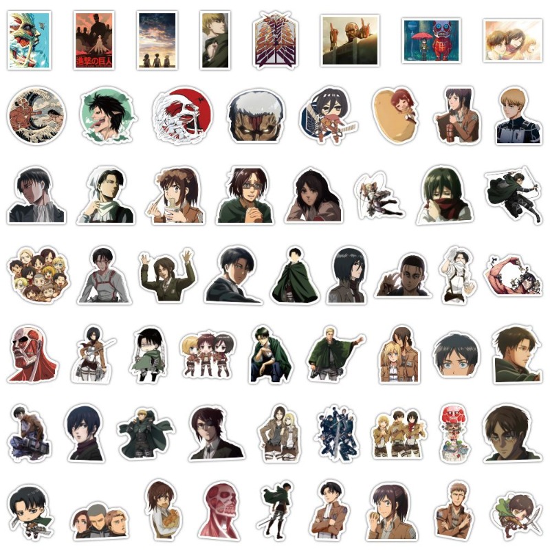 60枚入り 進撃の巨人 アニメステッカー かわいい 防水デカ - Anime Cosplay Roleplay のレビューと価格