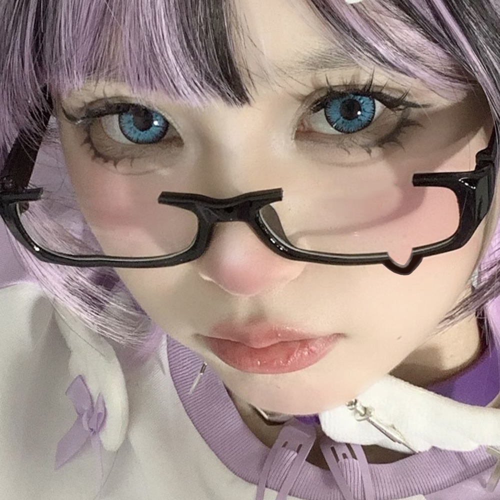 日本アニメ泣き眼鏡ハーフフレームレンズなし韓国コスプレ女の子 - Anime Cosplay Korean Girl のレビューと価格