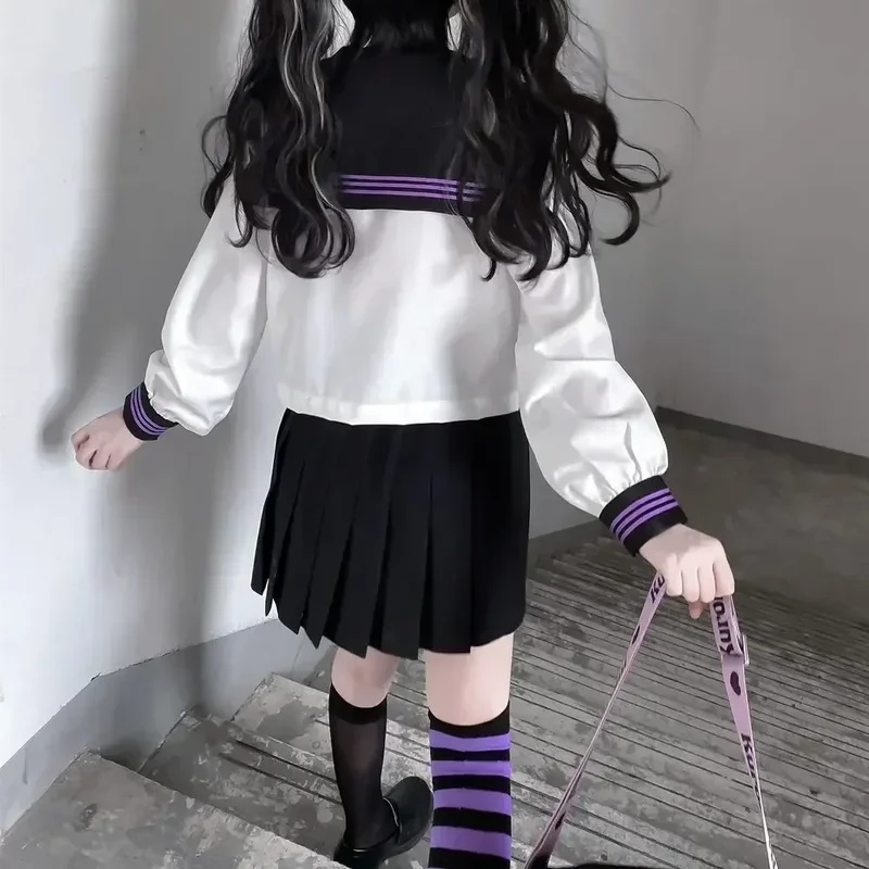 2026年高校生女子日本の制服セーラースーツ紫ネクタイ韓国学 - Anime Cosplay Korean Girl のレビューと価格