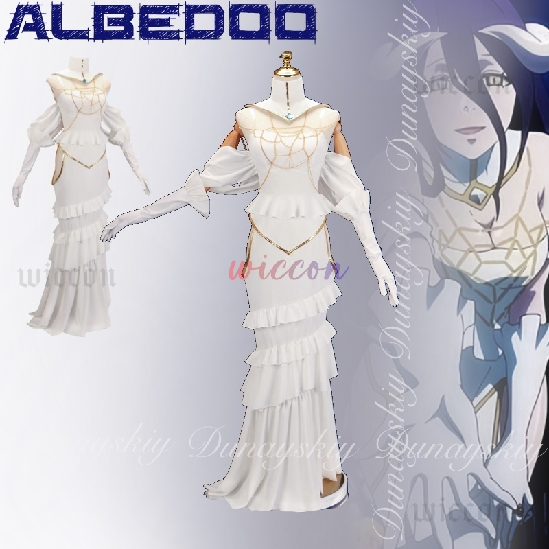 オーバーロード アルベド コスプレ ホワイト スリム ドレス - Anime Cosplay Albedo のレビューと価格
