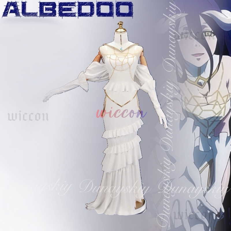 オーバーロード アルベド コスプレ ホワイト スリム ドレス - Anime Cosplay Albedo のレビューと価格