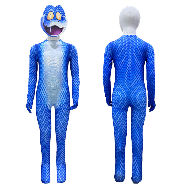 漫画の蛇のコスプレ衣装タイトプリントジャンプスーツステージパ - Anime Cosplay Images のレビューと価格