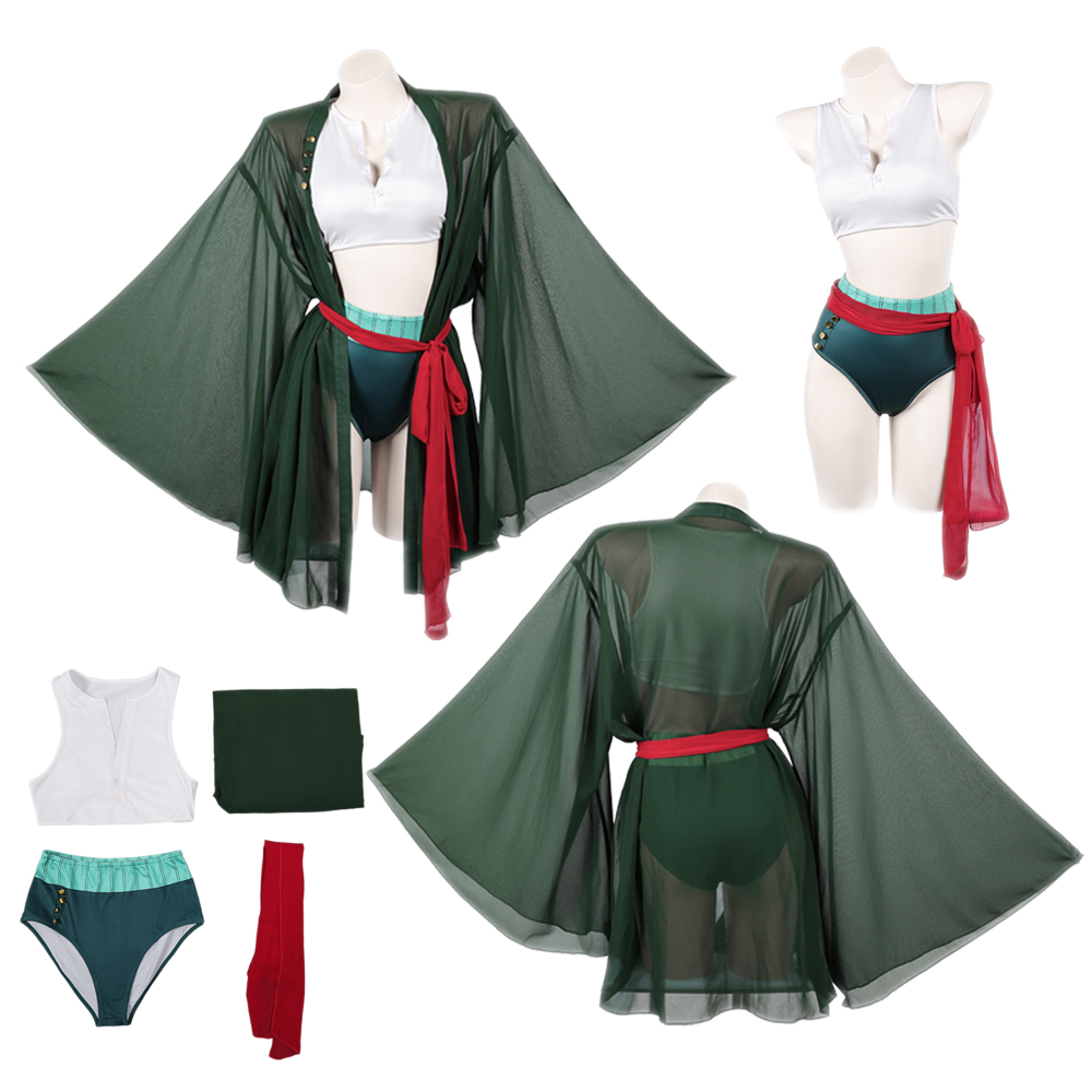 アニメ海賊ロロノアコスプレゾロダークグリーン着物女性のための - Anime Zoro Cosplay Female のレビューと価格